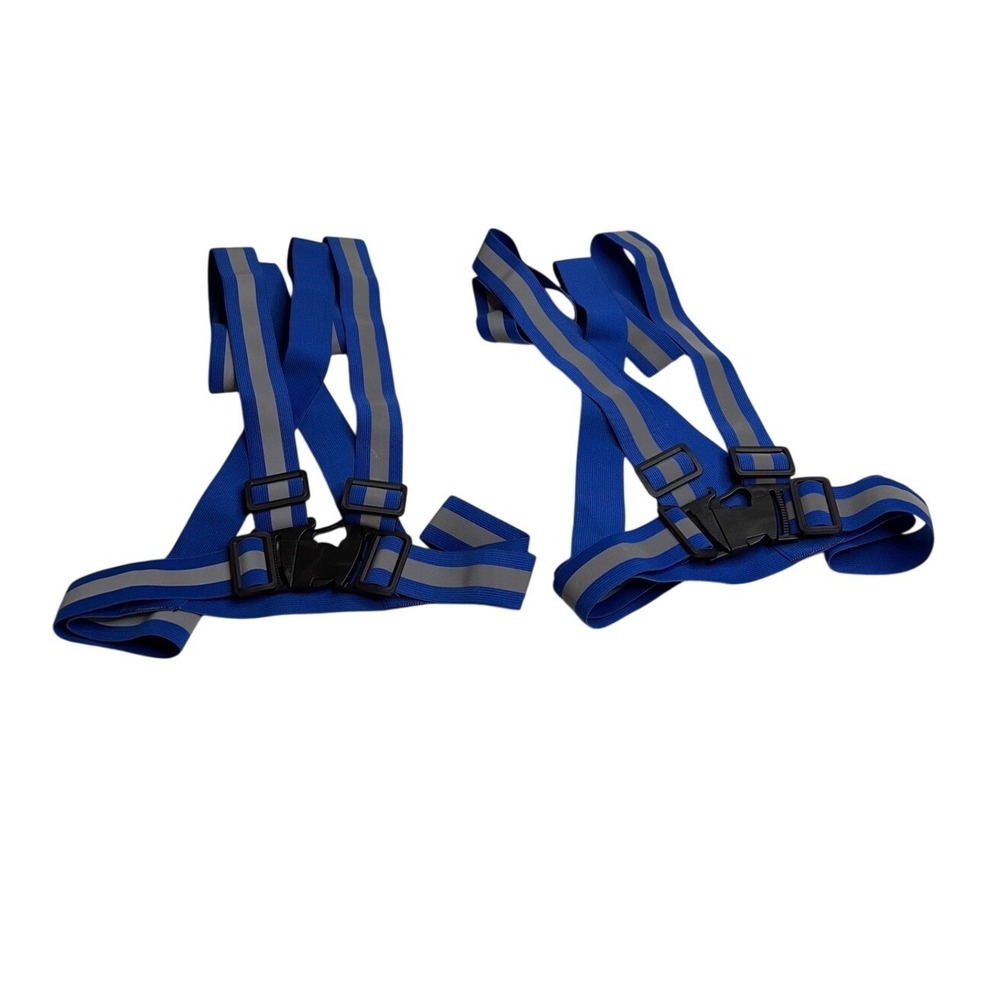 Set of 2 Blue Reflective Safety Vest‎ Adjustable High Visibility Running Cycling